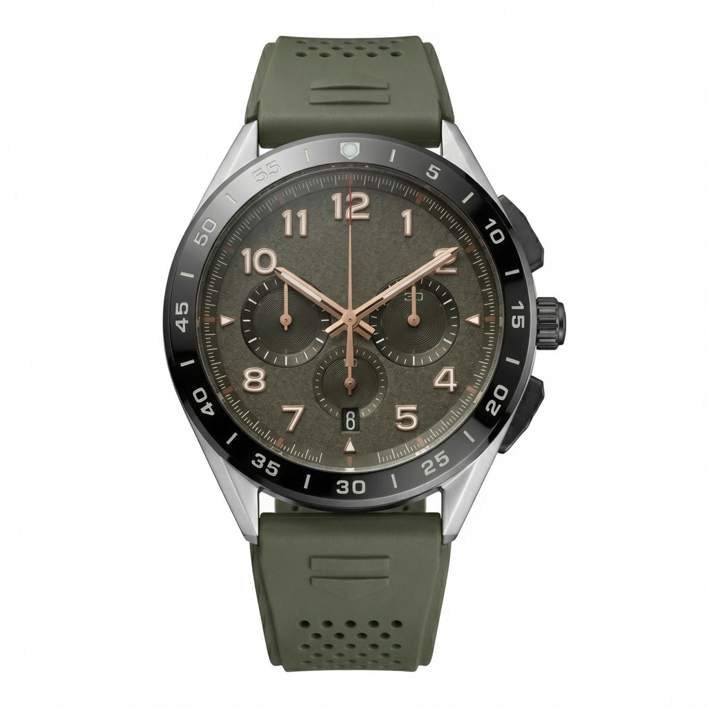 Racing Chronograph Black Steel Watch 44mm